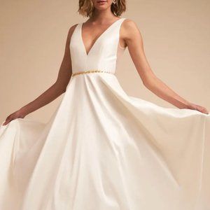 NWT Ivory Octavia Wedding Gown (Jenny Yoo for BHLDN), Veil, & Rhinestone Belt